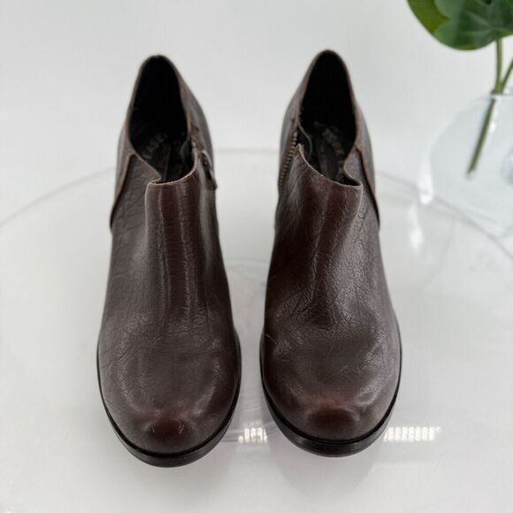 Kork Ease Natalya Women's 8 M Brown Leather Zip Wedge Ankle Bootie Shoes - Picture 5 of 14